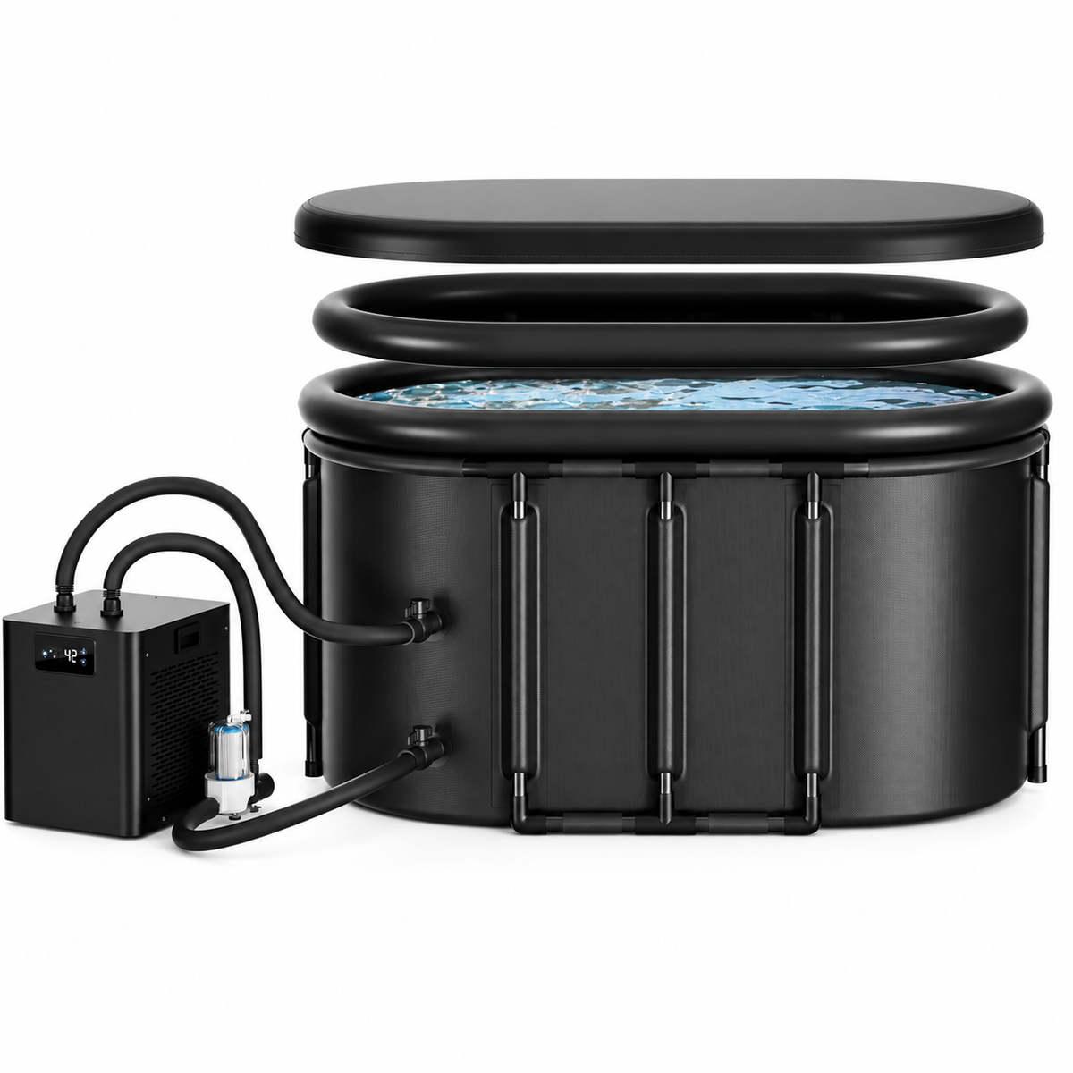 1/3 HP Ice Bath Chiller & 148 Gal Oval Cold Plunge Tub Kit