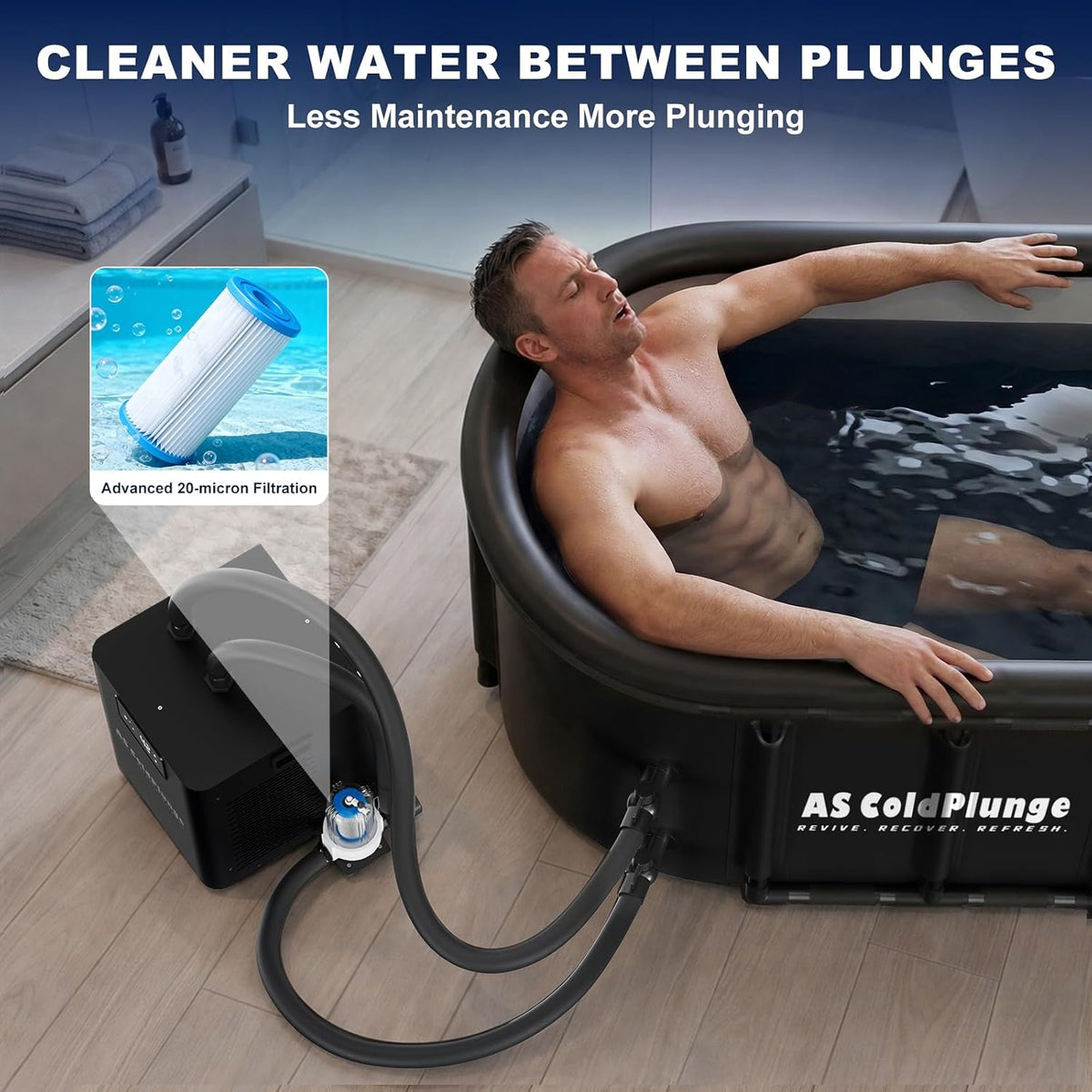 1/3 HP Ice Bath Chiller & 148 Gal Oval Cold Plunge Tub Kit — product view 5