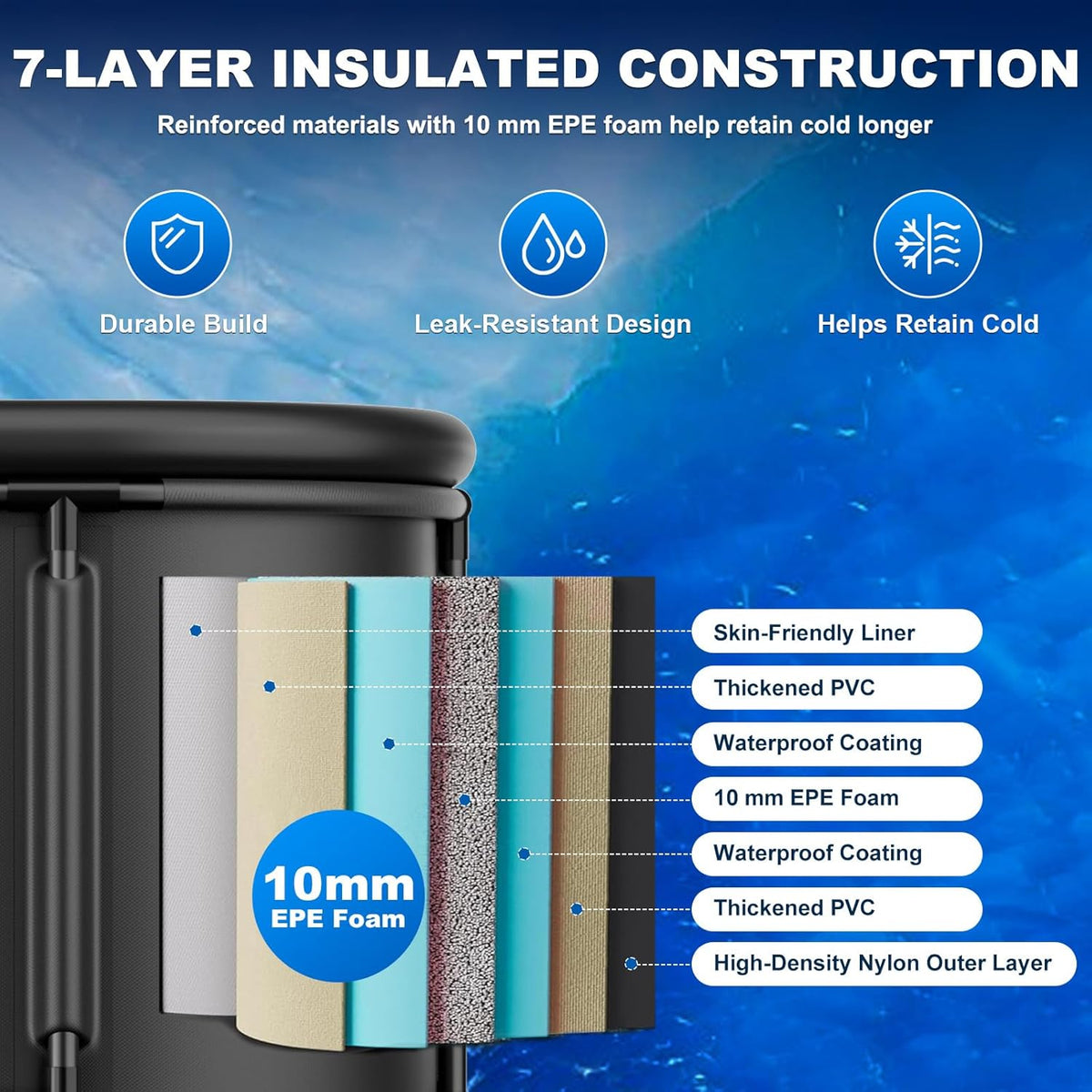 1/3 HP Ice Bath Chiller & 148 Gal Oval Cold Plunge Tub Kit — product view 7