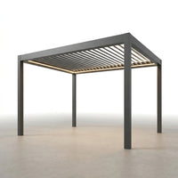 Outdoor Pergola Built for Smart Climate Control, Motorized Louvers, Waterproof Aluminum, Powder Coated — Studio Shot