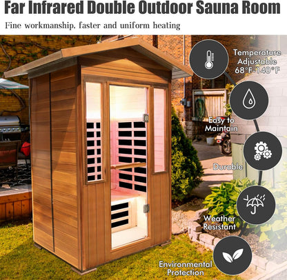 2 Person Outdoor Sauna Infrared Saunas Dry Sauna Room 1800W 120V — product view 3