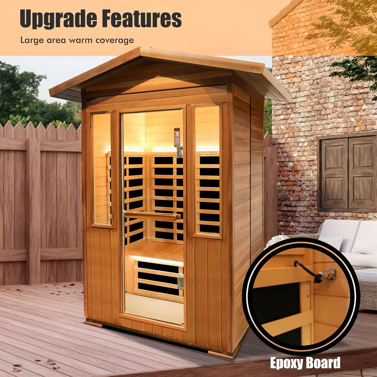 2 Person Outdoor Sauna Infrared Saunas Dry Sauna Room 1800W 120V — product view 5