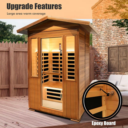 2 Person Outdoor Sauna Infrared Saunas Dry Sauna Room 1800W 120V — product view 5