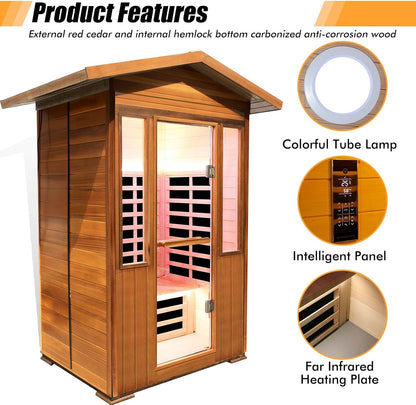 2 Person Outdoor Sauna Infrared Saunas Dry Sauna Room 1800W 120V — product view 6