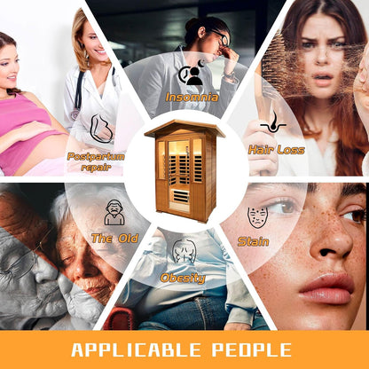 2 Person Outdoor Sauna Infrared Saunas Dry Sauna Room 1800W 120V — product view 7