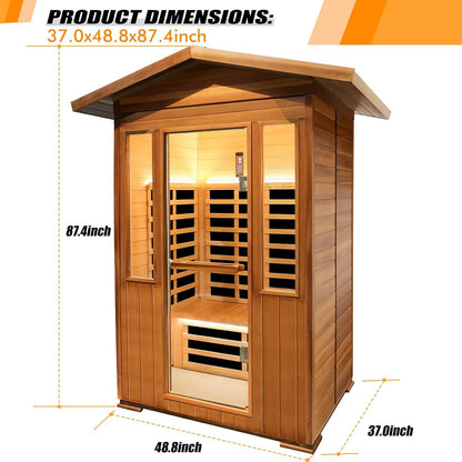 2 Person Outdoor Sauna Infrared Saunas Dry Sauna Room 1800W 120V — product view 8