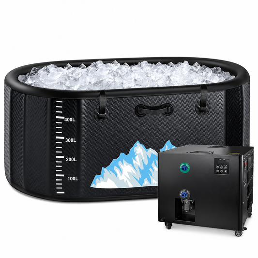 Cold Plunge Tub, 248 Gallon, 1 Horsepower, Heavy-Duty Ice Bath Tub for Athletes with Hot & Cold, Portable Inflatable Plunge Chiller with Water Treatment Kit, Immersion Therapy, Wifi (Black, 1 Set)