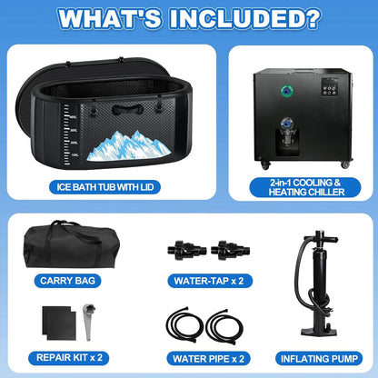 Cold Plunge Tub, 248 Gallon, 1 Horsepower, Heavy-Duty Ice Bath Tub for Athletes with Hot & Cold, Portable Inflatable Plunge Chiller with Water Treatment Kit, Immersion Therapy, Wifi (Black, 1 Set) — product view 7