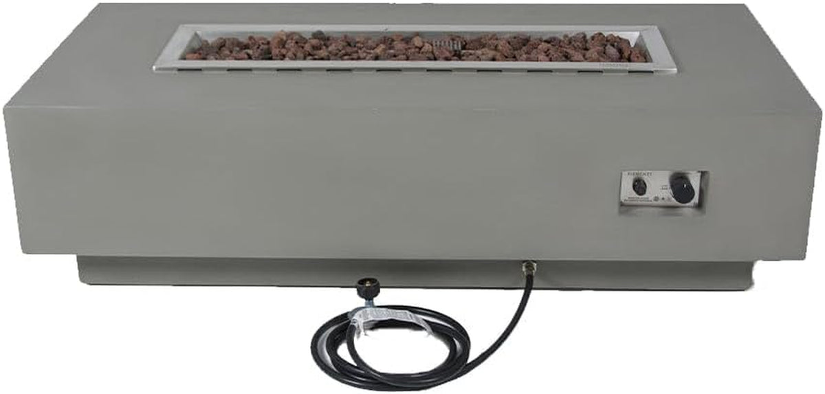 Granville Fire Table Outdoor Fire Pit 60" X 27" Cast Concrete Firepit Includes Lava Rocks 45,000 Btus Outdoor Fireplace for Patio Furniture Set, Deck, Porch, Outdoor Heater - Natural Gas — product view 10