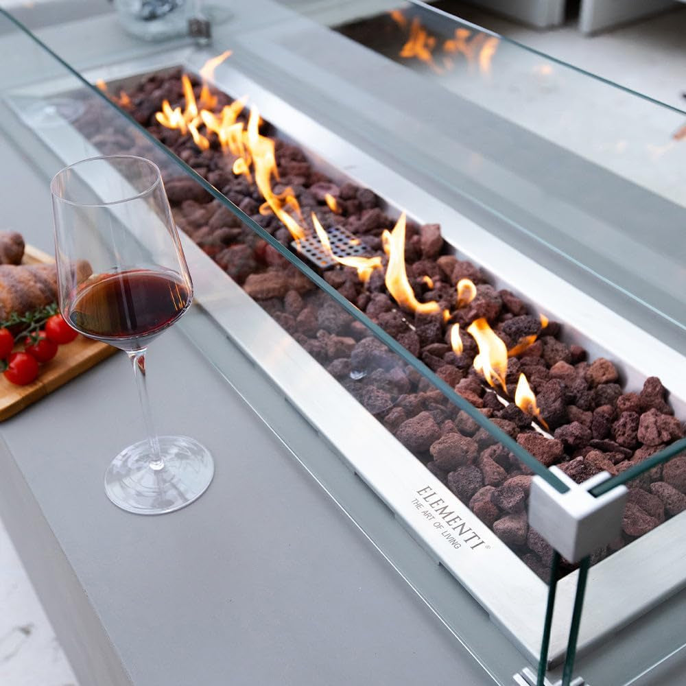 Granville Fire Table Outdoor Fire Pit 60" X 27" Cast Concrete Firepit Includes Lava Rocks 45,000 Btus Outdoor Fireplace for Patio Furniture Set, Deck, Porch, Outdoor Heater - Natural Gas — product view 6
