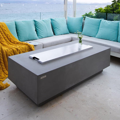 Granville Fire Table Outdoor Fire Pit 60" X 27" Cast Concrete Firepit Includes Lava Rocks 45,000 Btus Outdoor Fireplace for Patio Furniture Set, Deck, Porch, Outdoor Heater - Natural Gas — product view 9