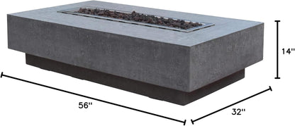 Hampton Fire Table Outdoor Fire Pit 56" X 32" Cast Concrete Firepit Includes Lava Rocks 45,000 Btus Outdoor Fireplace for Patio Furniture Set, Deck, Porch, Outdoor Heater - Liquid Propane — product view 11