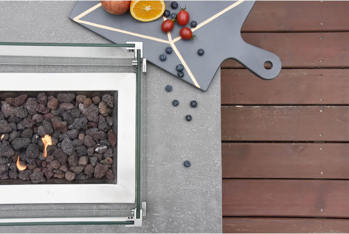 Hampton Fire Table Outdoor Fire Pit 56" X 32" Cast Concrete Firepit Includes Lava Rocks 45,000 Btus Outdoor Fireplace for Patio Furniture Set, Deck, Porch, Outdoor Heater - Liquid Propane — product view 8