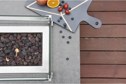 Hampton Fire Table Outdoor Fire Pit 56" X 32" Cast Concrete Firepit Includes Lava Rocks 45,000 Btus Outdoor Fireplace for Patio Furniture Set, Deck, Porch, Outdoor Heater - Liquid Propane — product view 8