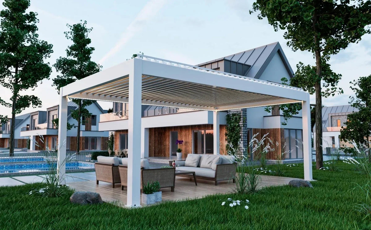 Modern Outdoor Waterproof Aluminum Louvered Sunroof Pergola Sun Shade Frame Electric Pergola Louvered Roof Aluminium Canopy — product view 2