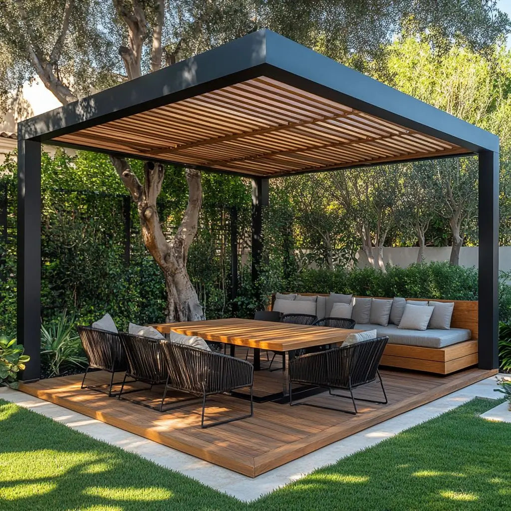 Modern Outdoor Waterproof Aluminum Louvered Sunroof Pergola Sun Shade Frame Electric Pergola Louvered Roof Aluminium Canopy — product view 3