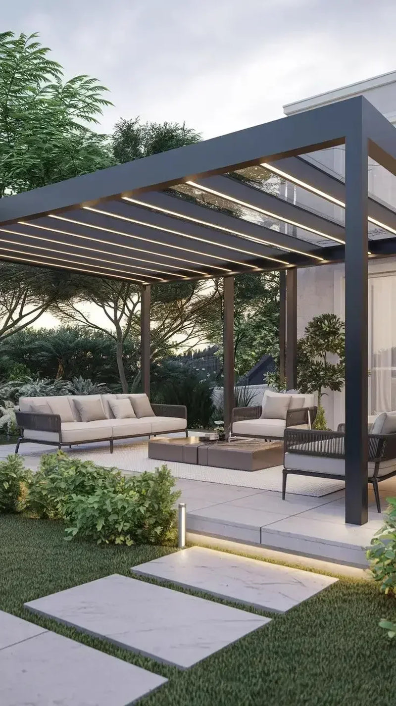 Modern Outdoor Waterproof Aluminum Louvered Sunroof Pergola Sun Shade Frame Electric Pergola Louvered Roof Aluminium Canopy — product view 5