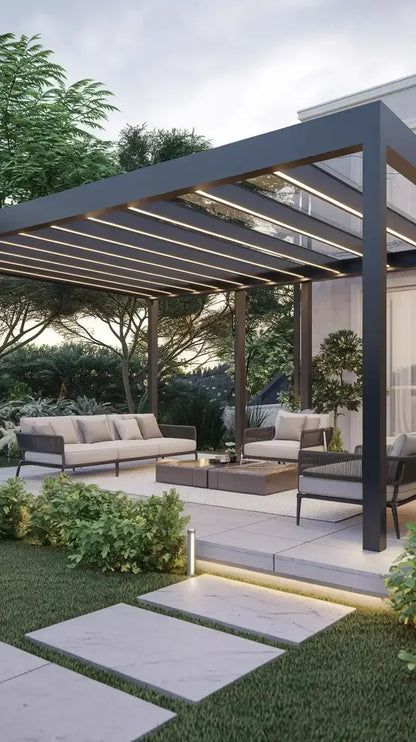 Modern Outdoor Waterproof Aluminum Louvered Sunroof Pergola Sun Shade Frame Electric Pergola Louvered Roof Aluminium Canopy — product view 5