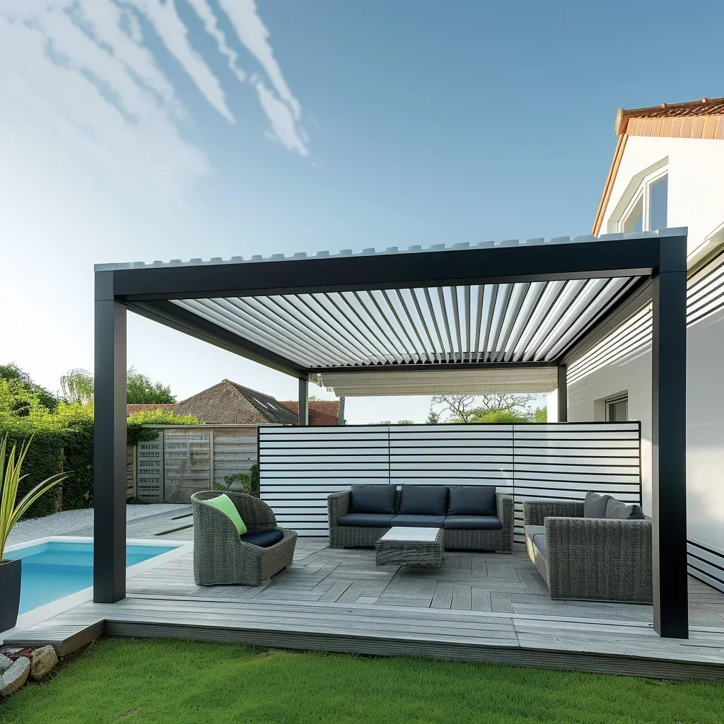 Modern Outdoor Waterproof Aluminum Louvered Sunroof Pergola Sun Shade Frame Electric Pergola Louvered Roof Aluminium Canopy — product view 6