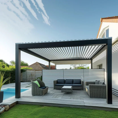 Modern Outdoor Waterproof Aluminum Louvered Sunroof Pergola Sun Shade Frame Electric Pergola Louvered Roof Aluminium Canopy — product view 6