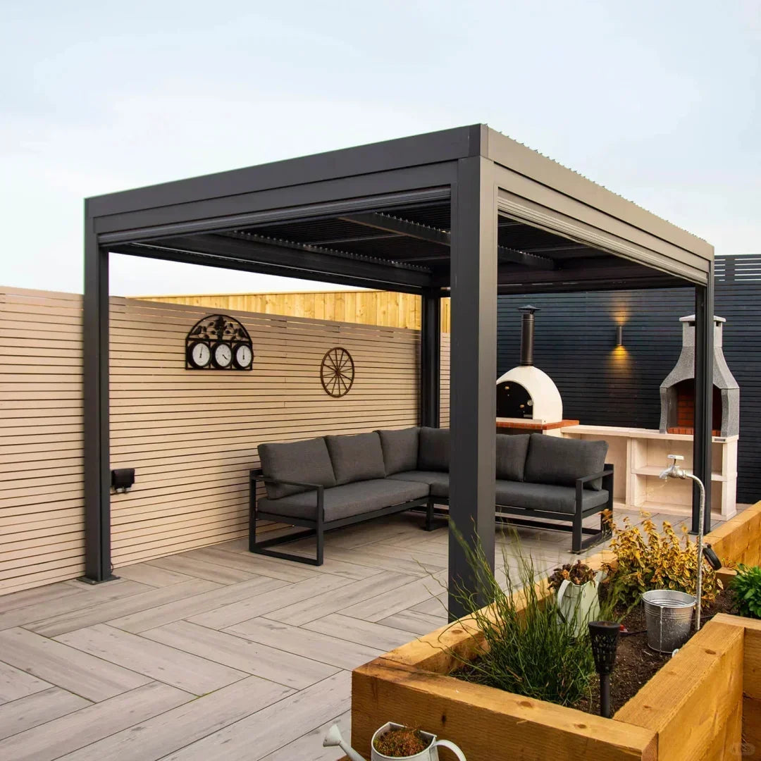 Modern Outdoor Waterproof Aluminum Louvered Sunroof Pergola Sun Shade Frame Electric Pergola Louvered Roof Aluminium Canopy — product view 7