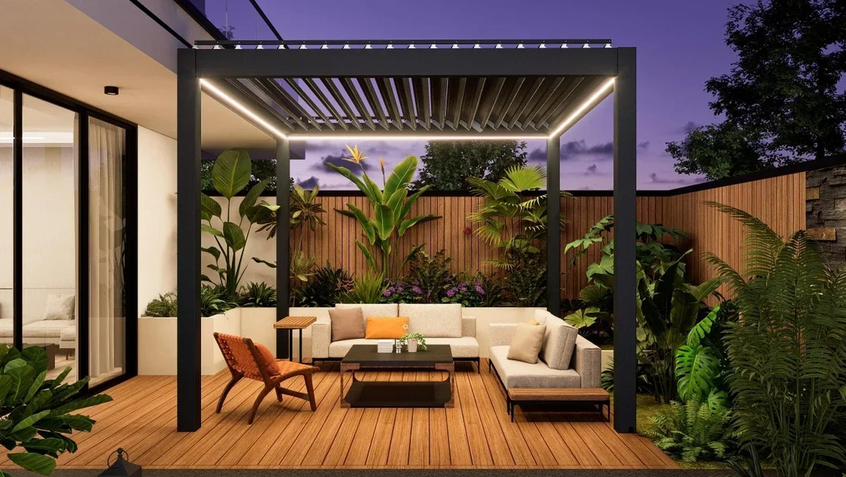 Modern Outdoor Waterproof Aluminum Louvered Sunroof Pergola Sun Shade Frame Electric Pergola Louvered Roof Aluminium Canopy — product view 8