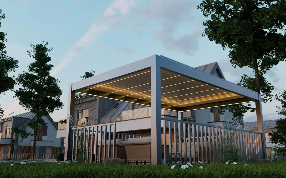 Modern Outdoor Waterproof Aluminum Louvered Sunroof Pergola Sun Shade Frame Electric Pergola Louvered Roof Aluminium Canopy — product view 9