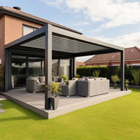 Outdoor Pergola Built for Smart Climate Control, Motorized Louvers, Waterproof Aluminum, Powder Coated — product view 10
