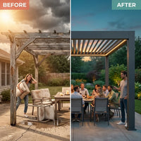 Outdoor Pergola Built for Smart Climate Control, Motorized Louvers, Waterproof Aluminum, Powder Coated — product view 4